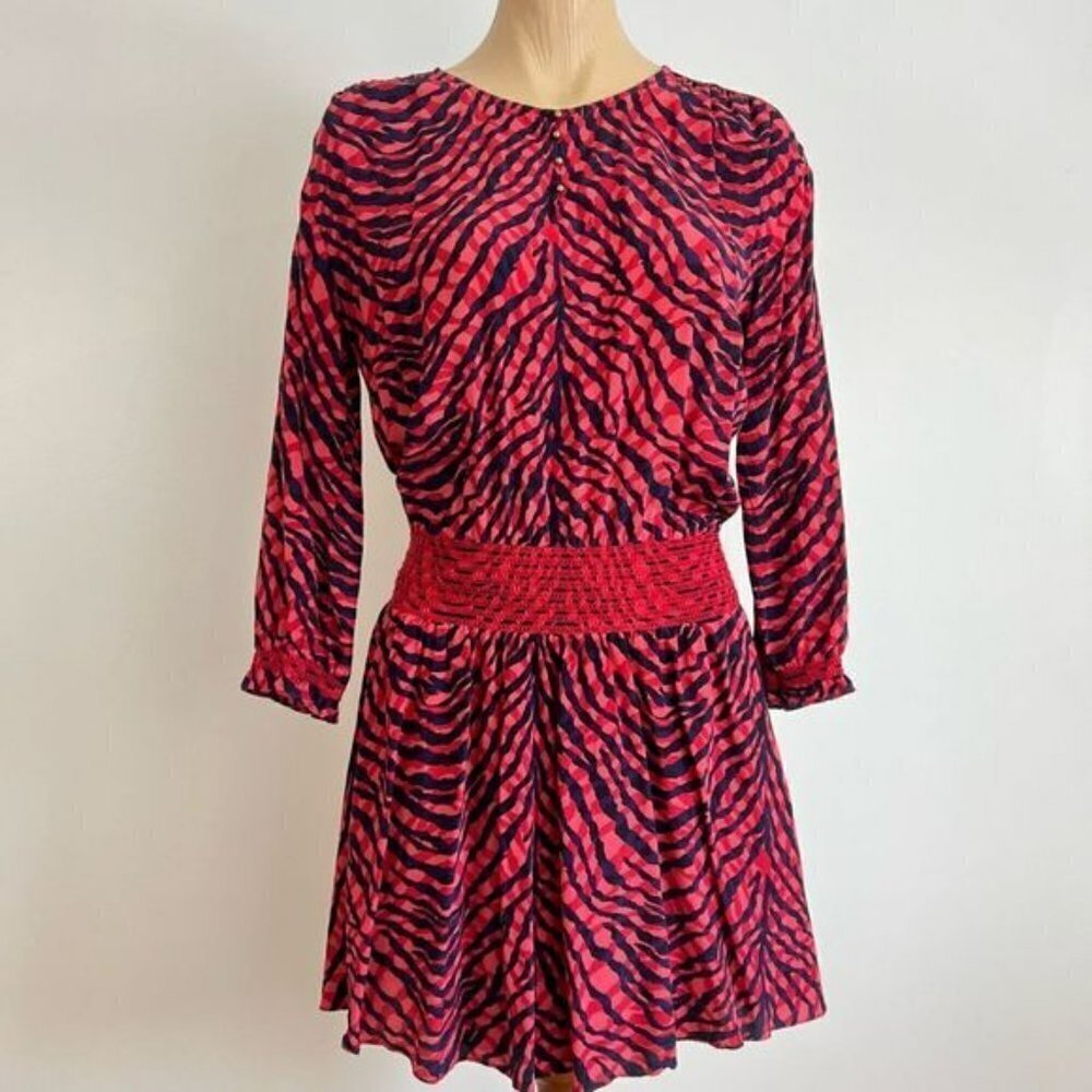 Vintage Y2K Juicy Couture Women’s Small 100% Silk Red Midi Fit Flare Dress Retro